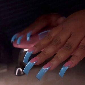 Blue and Pink Acrylic Nails